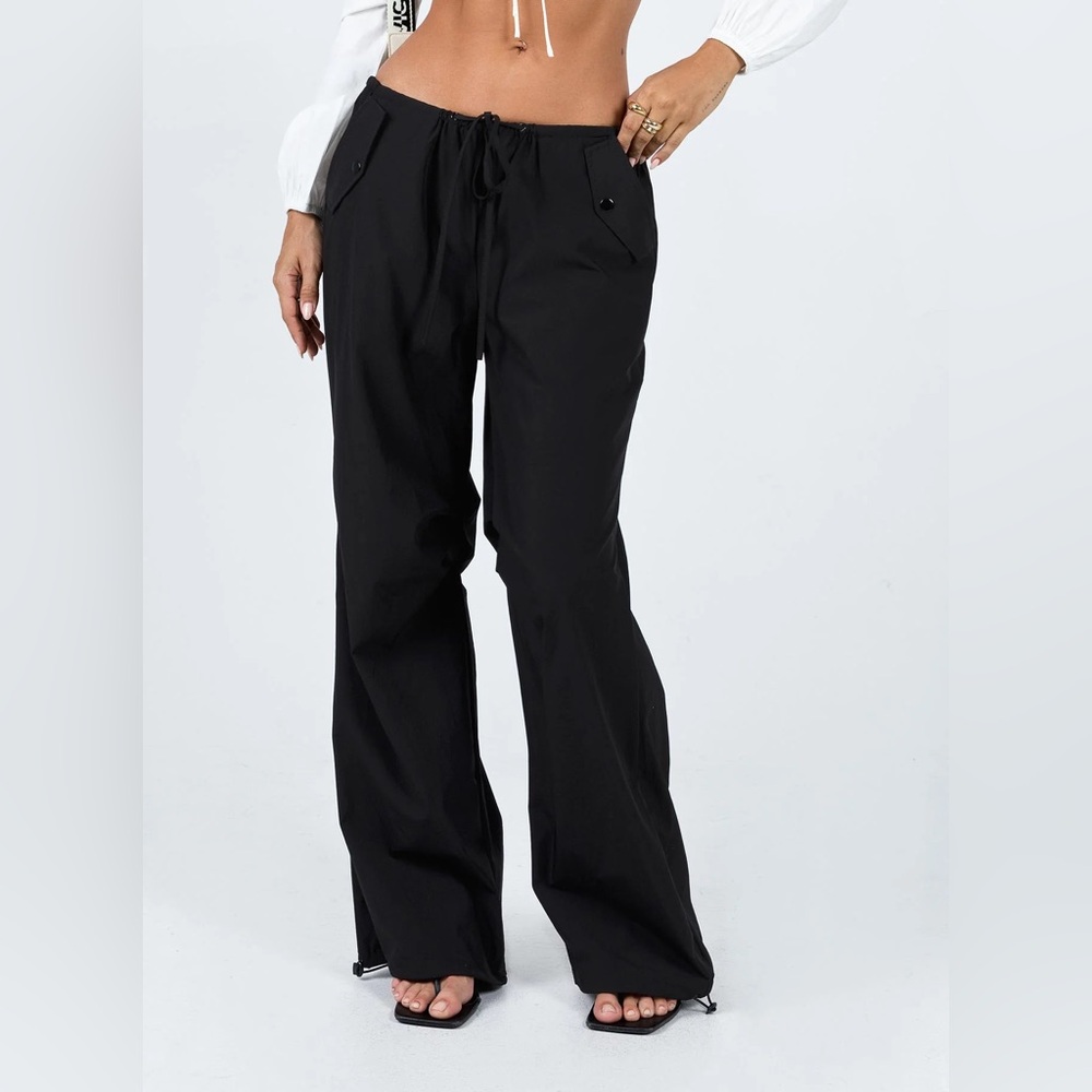 Princess Polly Parachute Pants Black